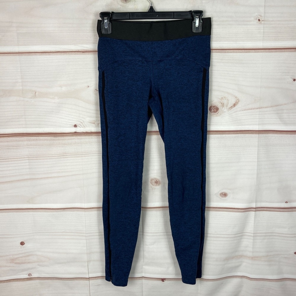 Heroine Sport Leggings Womens Small Blue Mid Rise Capri Black Waistband Solid